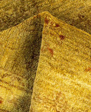 Contemporary Overdyed Wool Hand Knotted Yellow Area Rug 3' 3" x 4' 9"