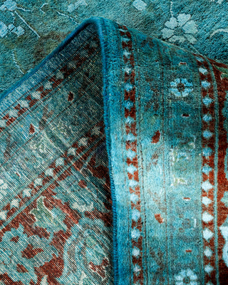 Contemporary Hand Knotted Overdyed Blue Area Rug 9' 2" x 12' 5"