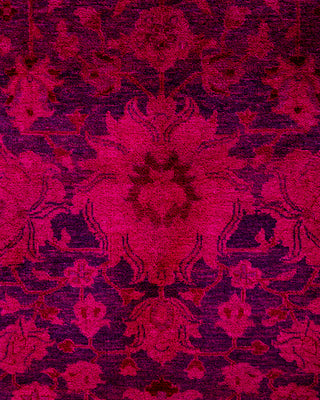 Contemporary Hand-Knotted Overdyed Purple Area Rug 9' 5" x 12' 3"