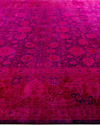 Contemporary Hand-Knotted Overdyed Purple Area Rug 9' 5" x 12' 3"