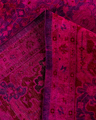 Contemporary Hand-Knotted Overdyed Purple Area Rug 9' 5" x 12' 3"