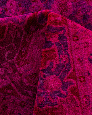 Contemporary Hand-Knotted Overdyed Purple Area Rug 9' 5" x 12' 3"
