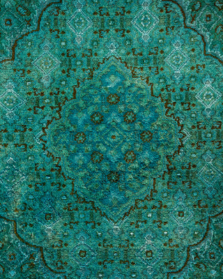 Contemporary Hand Knotted Overdyed Green Area Rug 9' 0" x 12' 2"