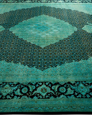 Contemporary Hand Knotted Overdyed Green Area Rug 9' 0" x 12' 2"