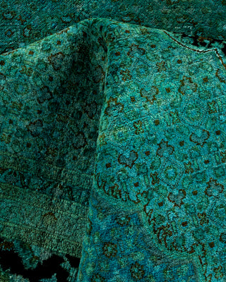 Contemporary Hand Knotted Overdyed Green Area Rug 9' 0" x 12' 2"