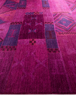 Modern, One-of-a-Kind Hand-Knotted Area Rug  - Pink, 9' 1" x 12' 5"