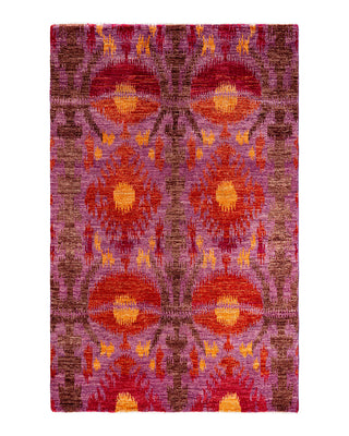 Contemporary Overyed Wool Hand Knotted Pink Area Rug 5' 10" x 9' 2"