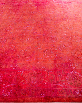 Contemporary Hand-Knotted Overdyed Orange Area Rug 9' 2" x 12' 4"