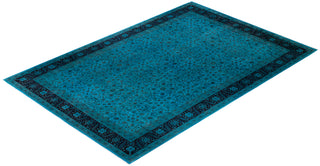 Modern Overdyed Hand Knotted Wool Blue Area Rug 9' 10" x 14' 10"