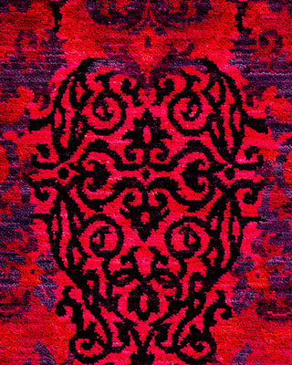 Contemporary Hand-Knotted Overdyed Pink Area Rug 9' 1" x 12' 2"