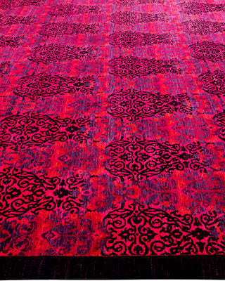 Contemporary Hand-Knotted Overdyed Pink Area Rug 9' 1" x 12' 2"