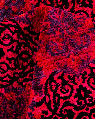 Contemporary Hand-Knotted Overdyed Pink Area Rug 9' 1" x 12' 2"