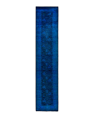 Fine Vibrance, One-of-a-Kind Hand-Knotted Runner Rug - Blue, 2' 7" x 12' 3"