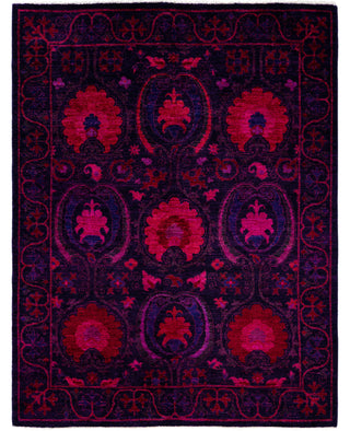 Contemporary Overdyed Wool Hand Knotted Purple Area Rug 4' 3" x 5' 6"