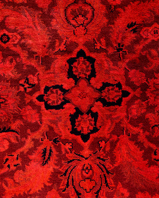 Contemporary Hand-Knotted Overdyed Red Area Rug 6' 1" x 8' 10"