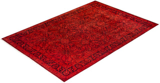 Contemporary Hand-Knotted Overdyed Red Area Rug 6' 1" x 8' 10"