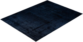 Modern Overdyed Hand Knotted Wool Black Area Rug 8' 10" x 11' 10"