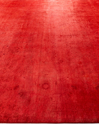 Contemporary Hand-Knotted Overdyed Red Area Rug 9' 0" x 11' 10"