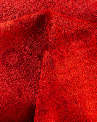 Contemporary Hand-Knotted Overdyed Red Area Rug 9' 0" x 11' 10"