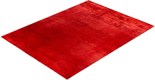 Contemporary Hand-Knotted Overdyed Red Area Rug 9' 0" x 11' 10"