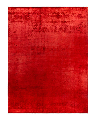 Contemporary Overyed Wool Hand Knotted Red Area Rug 9' 0" x 11' 10"