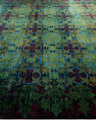 Contemporary Hand Knotted  Green Area Rug 9' 0" x 11' 10"