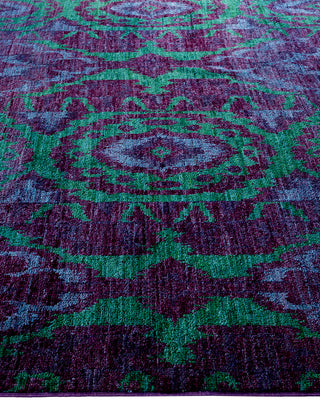 Modern Overdyed Hand Knotted Wool Purple Area Rug 6' 4" x 9' 5"