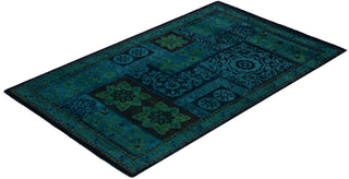 Contemporary Overdyed Wool Hand Knotted Black Area Rug 3' 2" x 5' 3"