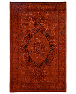 Contemporary Overdyed Wool Hand Knotted Orange Area Rug 4' 7" x 7' 1"