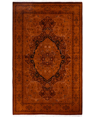 Contemporary Overdyed Wool Hand Knotted Orange Area Rug 4' 8" x 7' 5"