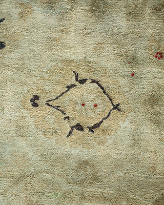 Contemporary Hand Knotted  Green Area Rug 8' 10" x 11' 7"