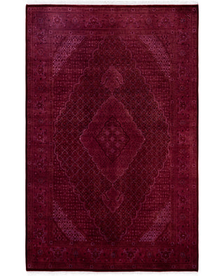 Contemporary Overdyed Wool Hand Knotted Pink Area Rug 6' 1" x 9' 4"