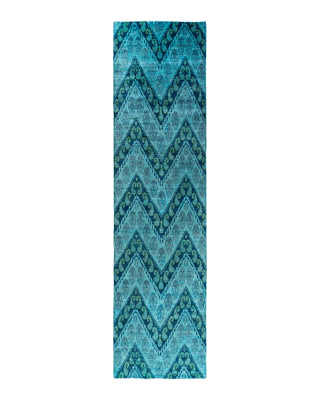 Modern, One-of-a-Kind Hand-Knotted Runner Rug - Blue, 4' 1" x 16' 4"
