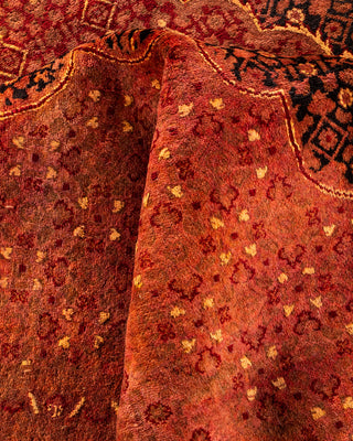 Contemporary Hand Knotted Overdyed Red Area Rug 9' 2" x 12' 3"