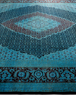 Contemporary Hand Knotted Overdyed Blue Area Rug 9' 1" x 12' 5"