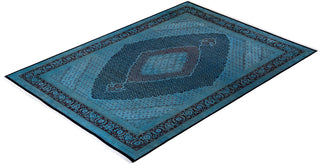 Contemporary Hand Knotted Overdyed Blue Area Rug 9' 1" x 12' 5"