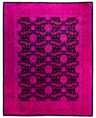 Contemporary Overdyed Wool Hand Knotted Pink Area Rug 8' 2" x 10' 4"