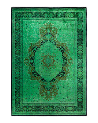 Contemporary Overyed Wool Hand Knotted Green Area Rug 10' 1" x 14' 4"