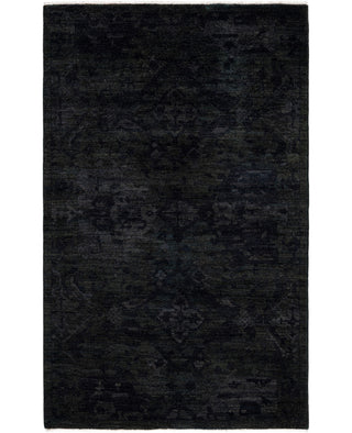 Contemporary Overdyed Wool Hand Knotted Black Area Rug 4' 1" x 6' 3"