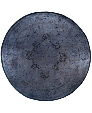 Contemporary Overdyed Wool Hand Knotted Gray Round Area Rug 12' 1" x 12' 2"
