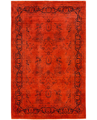 Contemporary Overdyed Wool Hand Knotted Orange Area Rug 4' 9" x 6' 10"