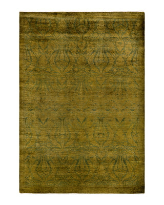 Contemporary Fine Vibrance Green Wool Area Rug 5' 1" x 7' 4"