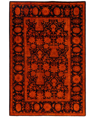 Contemporary Overdyed Wool Hand Knotted Orange Area Rug 4' 3" x 6' 1"