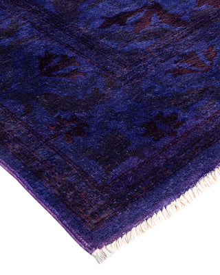 Modern Overdyed Hand Knotted Wool Purple Square Area Rug 5' 0" x 5' 0"