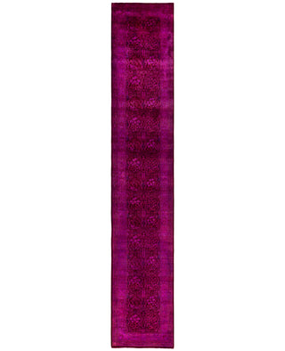 Contemporary Overdyed Wool Hand Knotted Pink Runner 2' 7" x 13' 10"