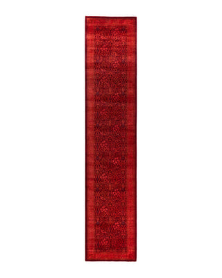 Contemporary Overyed Wool Hand Knotted Orange Runner 2' 7" x 12' 5"