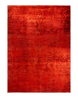 Contemporary Overyed Wool Hand Knotted Orange Area Rug 9' 10" x 13' 4"