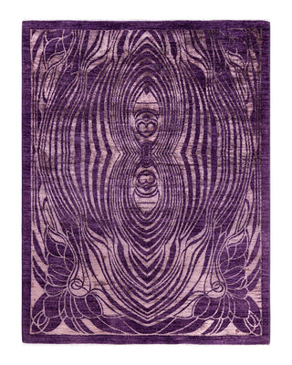 Contemporary Overyed Wool Hand Knotted Purple Area Rug 5' 0" x 6' 6"