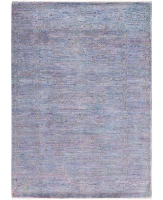 Contemporary Overdyed Wool Hand Knotted Blue Area Rug 4' 1" x 5' 8"