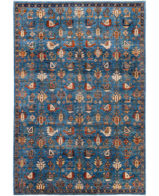 Serapi One of a kind Wool Light Blue Area Rug 6' 2" x 8' 11"
